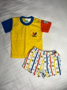 Vintage 2 Pc McKids Outfit Summer Shorts Matching Set Size 3-6mo